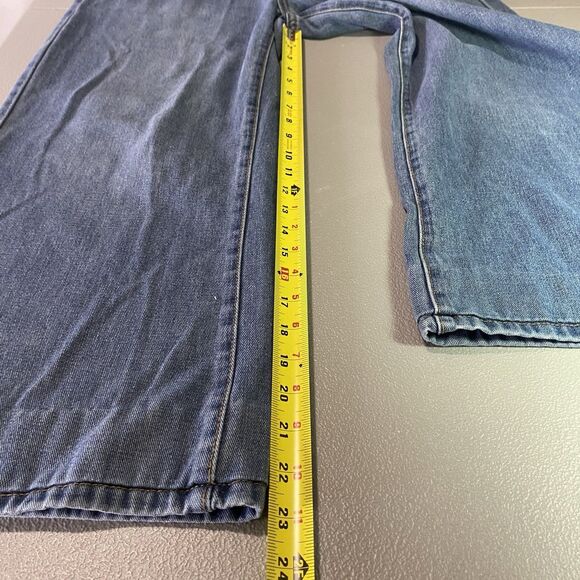 DAZY Jeans Wide Leg Baggy Fit High Rise Cuffed Denim Medium Wash Womens XL Blue - Picture 9 of 12